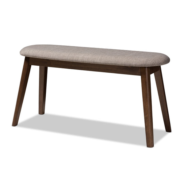 Baxton Studio Baxton Studio Easton Mid-Century Modern Upholstered Walnut Bench for Stylish Versatility & Comfort Light Easton Bench-Light Grey