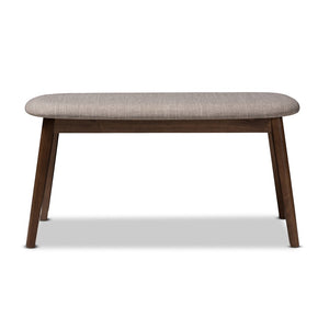 Baxton Studio Baxton Studio Easton Mid-Century Modern Upholstered Walnut Bench for Stylish Versatility & Comfort Light Easton Bench-Light Grey