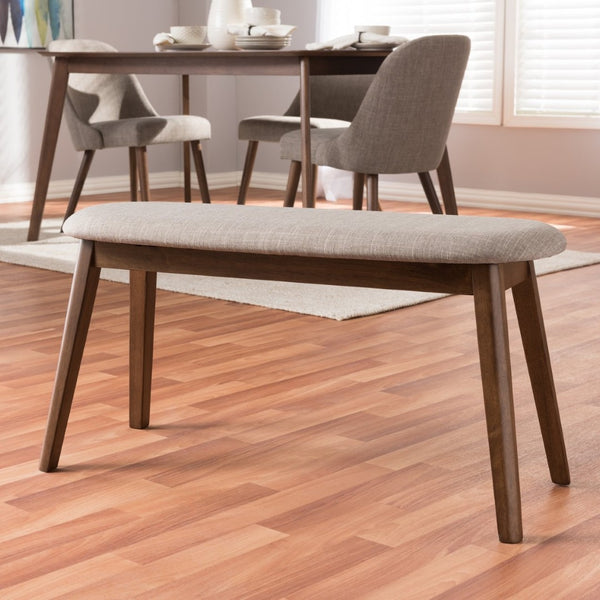 Baxton Studio Baxton Studio Easton Mid-Century Modern Upholstered Walnut Bench for Stylish Versatility & Comfort Light Easton Bench-Light Grey