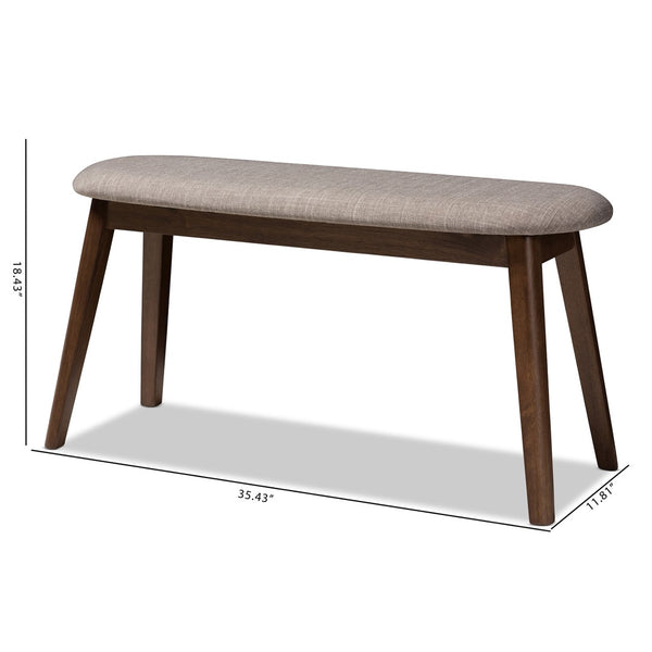 Baxton Studio Baxton Studio Easton Mid-Century Modern Upholstered Walnut Bench for Stylish Versatility & Comfort Light Easton Bench-Light Grey
