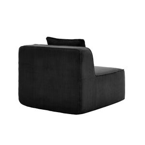 English Elm Martha Armless Corduroy Sofa Deep Seat Lounge Design with Cloud Comfort Pillows Black W3041P353169