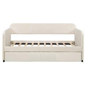 English Elm Upholstered Velvet Twin Daybed with Pull Out Trundle Sofa for Guest or Kids Room LP100127AAA