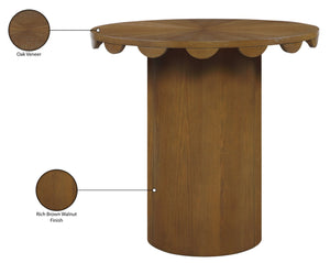 Meridian Furniture Dahlia Art Deco Scalloped Oak Veneer Cane Counter Height Table for Dining or Bar Use Brown 793Brown-T