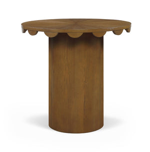 Meridian Furniture Dahlia Art Deco Scalloped Oak Veneer Cane Counter Height Table for Dining or Bar Use Brown 793Brown-T