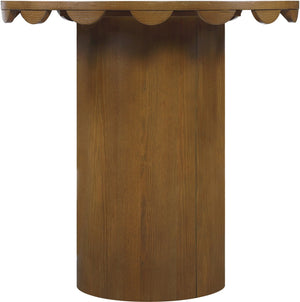 Meridian Furniture Dahlia Art Deco Scalloped Oak Veneer Cane Counter Height Table for Dining or Bar Use Brown 793Brown-T