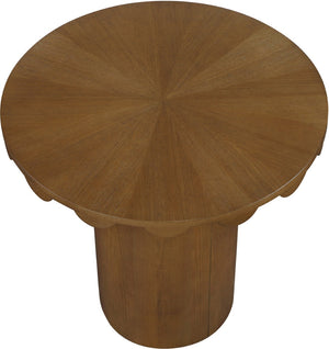 Meridian Furniture Dahlia Art Deco Scalloped Oak Veneer Cane Counter Height Table for Dining or Bar Use Brown 793Brown-T