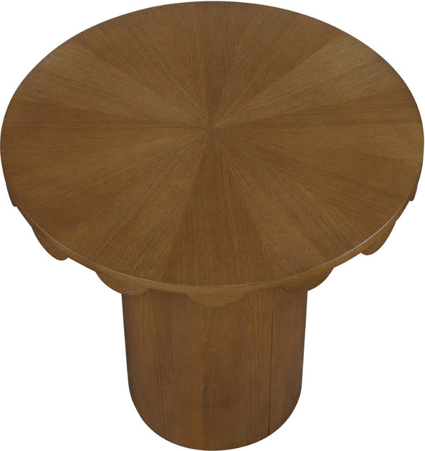 Meridian Furniture Dahlia Art Deco Scalloped Oak Veneer Cane Counter Height Table for Dining or Bar Use Brown 793Brown-T