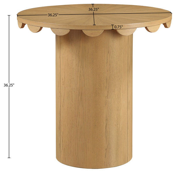 Meridian Furniture Dahlia Art Deco Scalloped Oak Veneer Cane Counter Height Table for Dining or Bar Use Natural 793Natural-T