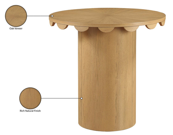 Meridian Furniture Dahlia Art Deco Scalloped Oak Veneer Cane Counter Height Table for Dining or Bar Use Natural 793Natural-T