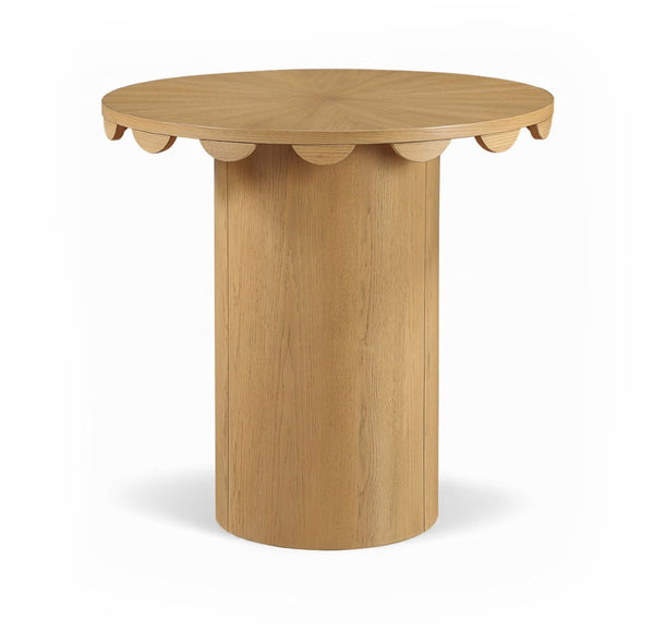 Meridian Furniture Dahlia Art Deco Scalloped Oak Veneer Cane Counter Height Table for Dining or Bar Use Natural 793Natural-T