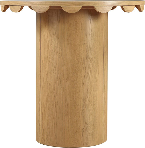 Meridian Furniture Dahlia Art Deco Scalloped Oak Veneer Cane Counter Height Table for Dining or Bar Use Natural 793Natural-T