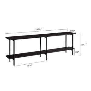 English Elm Celine 71" Console Table in Black - 2-Shelf MDF Veneer Top, Carbon Steel Legs, Fits 60" TVs, Stylish Display B365P397670
