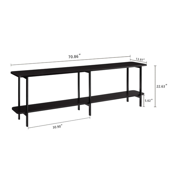 English Elm Celine 71" Console Table in Black - 2-Shelf MDF Veneer Top, Carbon Steel Legs, Fits 60" TVs, Stylish Display B365P397670