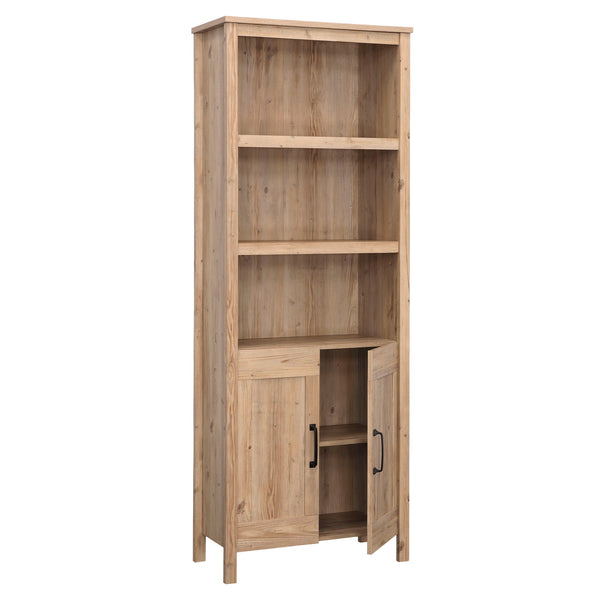English Elm Bookcase With Doors – Elegant Brown Finish, Adjustable Shelves, Ideal For Modern & Rustic Spaces B356P402661