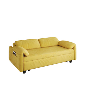 English Elm Dual-Purpose Velvet Sofa Bed Blue Black Pink - Stylish Retractable 2-Seater with Solid Wood Frame, 500lb Support W3371P302134
