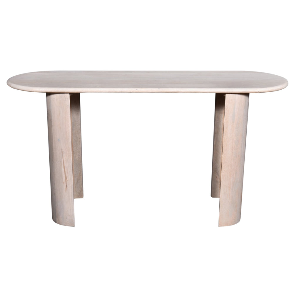 English Elm Living Oval Mango Wood Console Table 58"L x18"W x30"H — White Oak Finish, Durable Elegant Entryway Piece B2741S00233