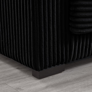 English Elm 93" Sectional Sofa L-Shaped Upholstered Corduroy 3-Seater with Reversible Chaise, Solid Wood Frame, Plush Coil-Foam Cushions Black W1097S00223