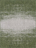 Unique Loom Outdoor Modern Ombre Machine Made Abstract Rug Green, Ivory 9' 0" x 12' 0"