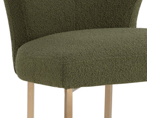 Sunpan Willowdale Dining Chair - Elegant Copenhagen Olive Fabric & Gold Stainless Steel for Sophisticated Style