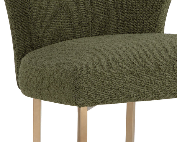 Sunpan Willowdale Dining Chair - Elegant Copenhagen Olive Fabric & Gold Stainless Steel for Sophisticated Style