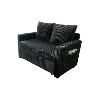 English Elm 53-inch Corduroy Recliner Sofa Bed with Usb Port Five Position Backrest Adjustment W2564P335437