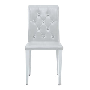 English Elm 4-piece Brown Suede Dining Chair Set with Tufted Back and Walnut Metal Legs Light Gray,Silver W1151P361184