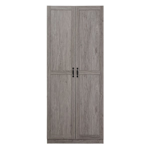 English Elm Cornelia Modern Storage Closet 2.0 Grey — Tall MDF Cabinet with 4 Adjustable Shelves, Soft-Close Hinges, Mop Base Protection B365P398547