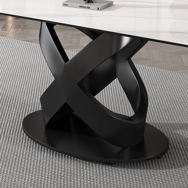 English Elm 71" Rectangular Dining Table - Modern Luxury With Sintered Stone Top & Sturdy Carbon Steel Base! W2699S00025
