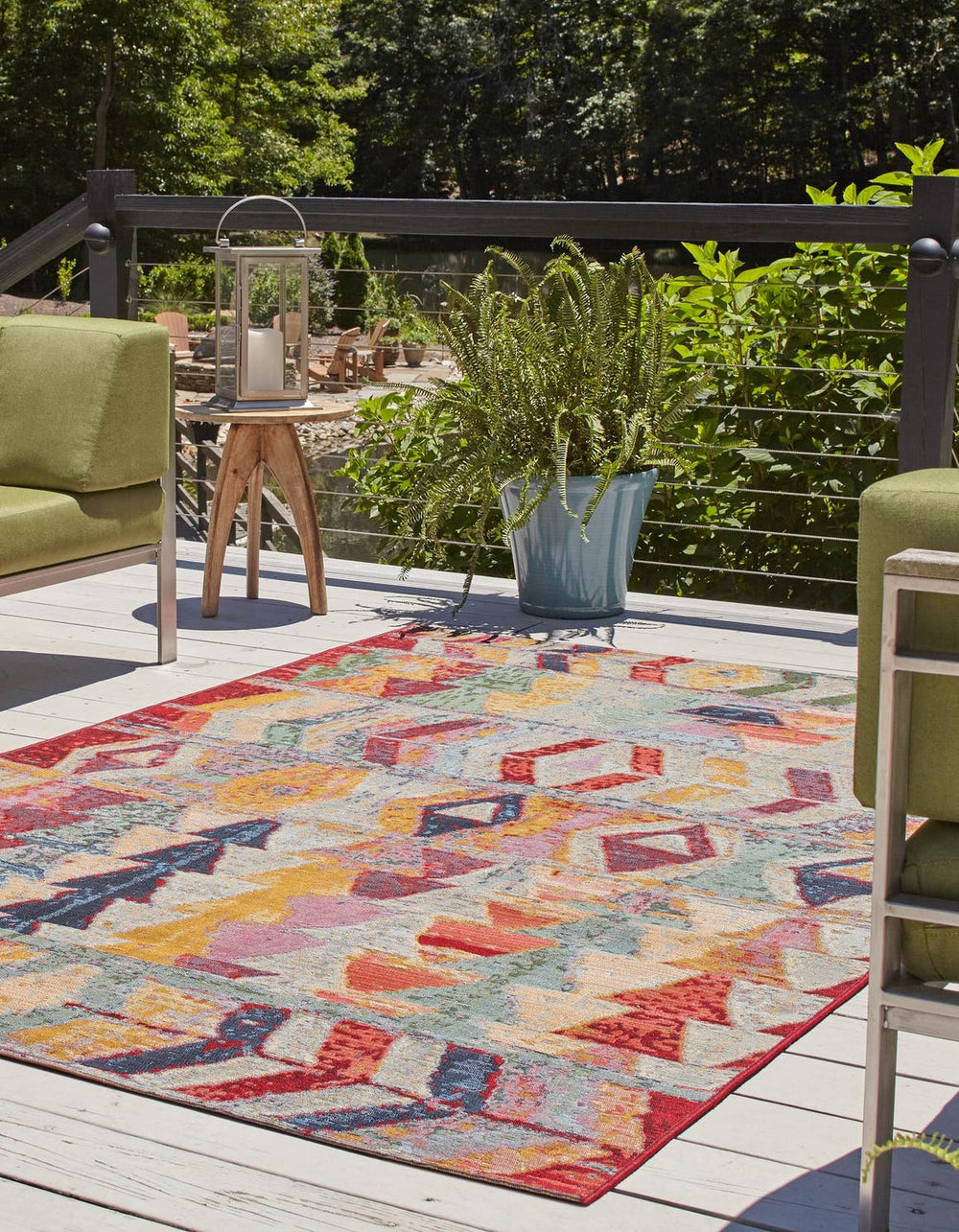 Unique Loom Outdoor Modern Tamarindo Machine Made Geometric Rug Multi, Burgundy/Gold/Gray/Green/Ivory/Red/Violet/Navy Blue/Light Blue 7' 10" x 10' 0"