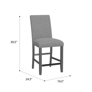 English Elm Wallace & Bay - Gray Upholstered Barstools Set of 2 – Transitional Walnut Ash Engineered Wood, Comfortable Tall Seating 39.5" B2709P212268