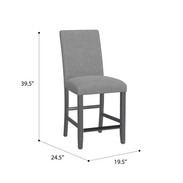 English Elm Wallace & Bay - Gray Upholstered Barstools Set of 2 – Transitional Walnut Ash Engineered Wood, Comfortable Tall Seating 39.5" B2709P212268