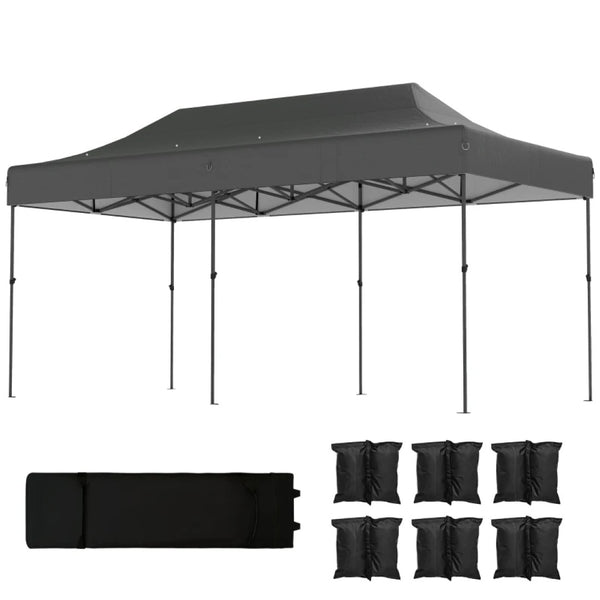 English Elm Portable 10x20 Ft Steel Frame Pop up Canopy with Upf50 Oxford Fabric for Events Dark Gray T3971P466700