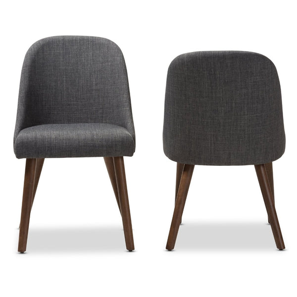 Baxton Studio Baxton Studio Mid-Century Modern Upholstered Dining Chair Set with Walnut Legs for Stylish Comfort Cody Dark Cody-Dark Grey-DC
