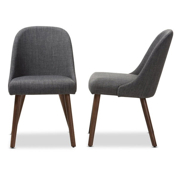 Baxton Studio Baxton Studio Mid-Century Modern Upholstered Dining Chair Set with Walnut Legs for Stylish Comfort Cody Dark Cody-Dark Grey-DC