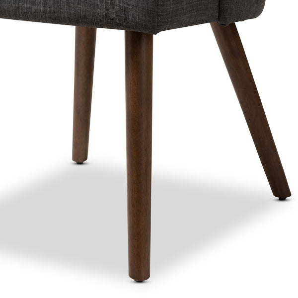 Baxton Studio Baxton Studio Mid-Century Modern Upholstered Dining Chair Set with Walnut Legs for Stylish Comfort Cody Dark Cody-Dark Grey-DC