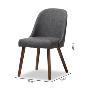 Baxton Studio Baxton Studio Mid-Century Modern Upholstered Dining Chair Set with Walnut Legs for Stylish Comfort Cody Dark Cody-Dark Grey-DC