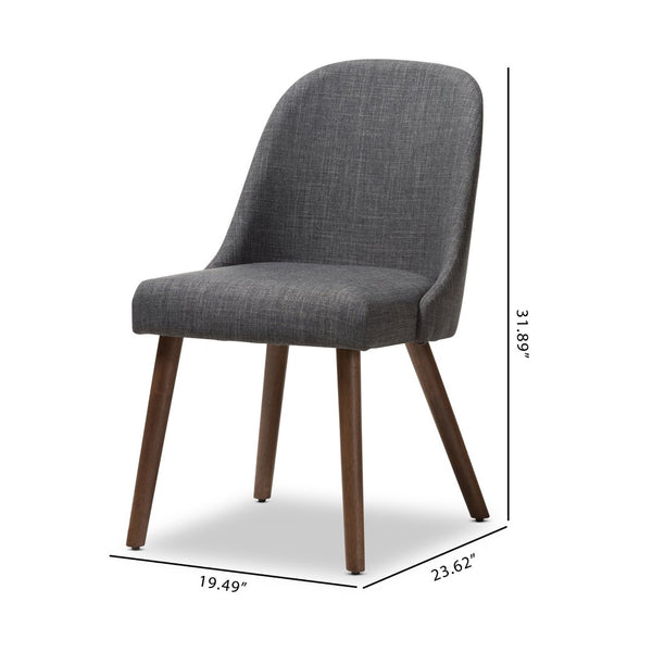 Baxton Studio Baxton Studio Mid-Century Modern Upholstered Dining Chair Set with Walnut Legs for Stylish Comfort Cody Dark Cody-Dark Grey-DC