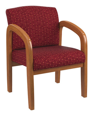 OSP Home Furnishings Medium Oak Wood Visitor Chair with Lumbar Support Taupe Upholstery for Office Waiting Ruby WD380-K114