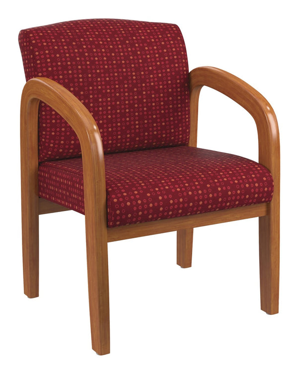 OSP Home Furnishings Medium Oak Wood Visitor Chair with Lumbar Support Taupe Upholstery for Office Waiting Ruby WD380-K114