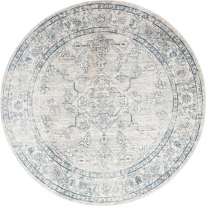 Unique Loom Newport Ochre Machine Made Border Rug Gray, Ivory 7' 1" x 7' 1"