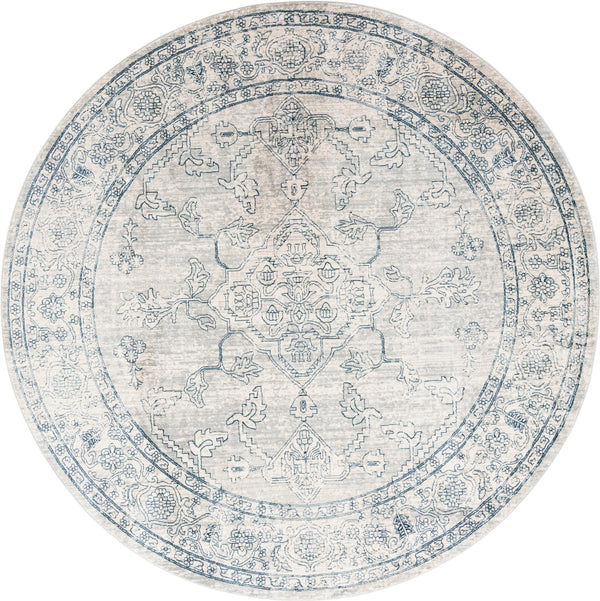 Unique Loom Newport Ochre Machine Made Border Rug Gray, Ivory 7' 1" x 7' 1"