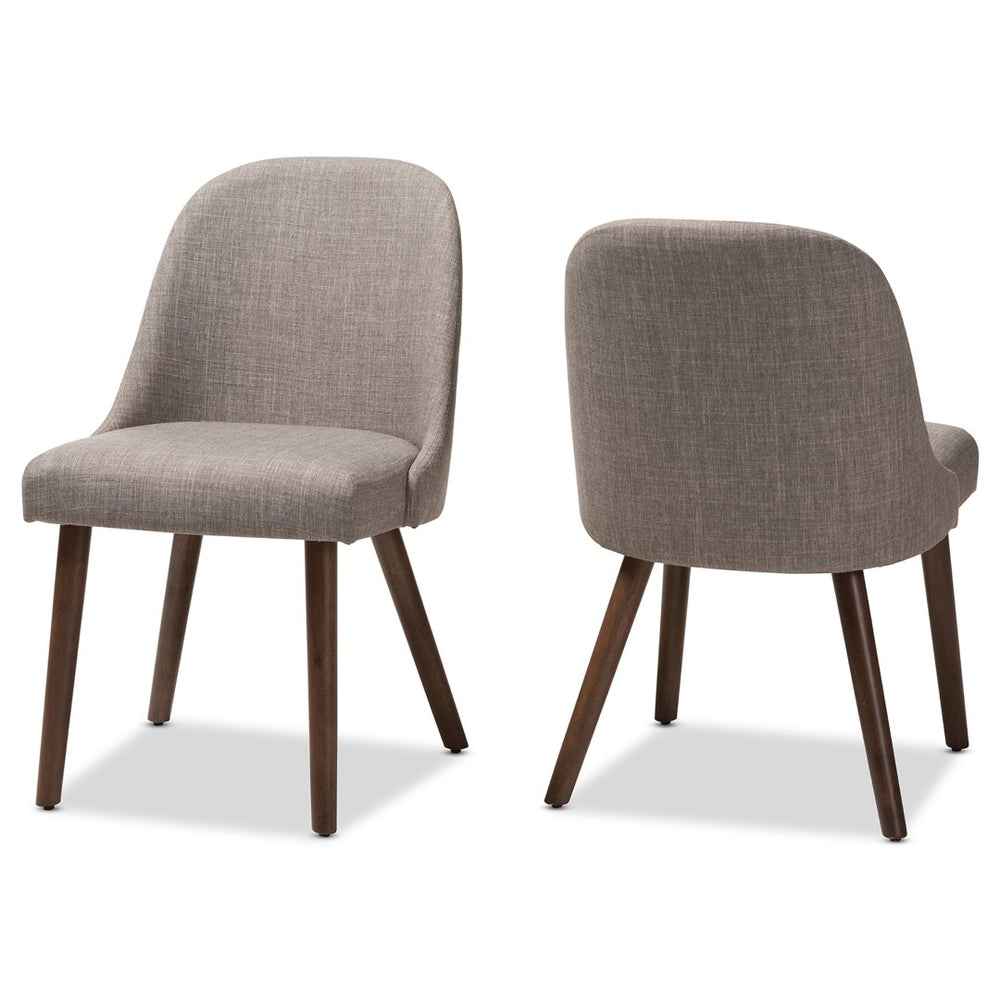 Baxton Studio Baxton Studio Mid-Century Modern Upholstered Dining Chair Set with Walnut Legs for Stylish Comfort Cody Light Cody-Light Grey-DC