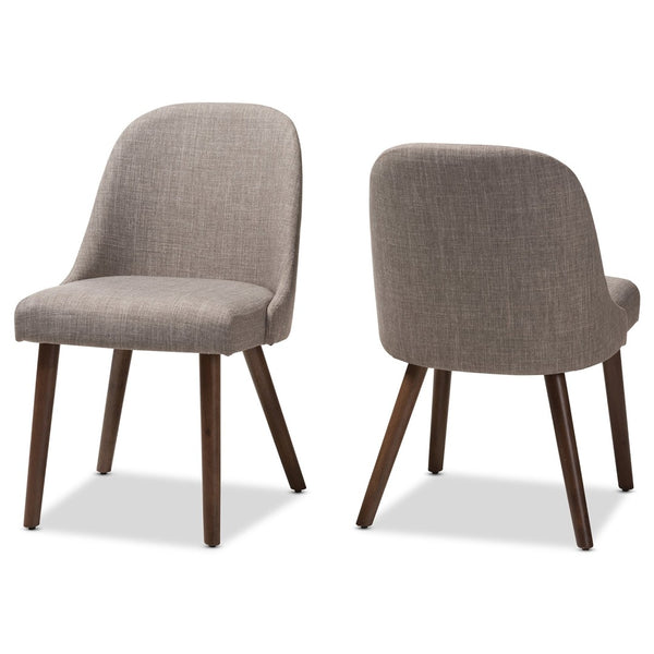 Baxton Studio Baxton Studio Mid-Century Modern Upholstered Dining Chair Set with Walnut Legs for Stylish Comfort Cody Light Cody-Light Grey-DC