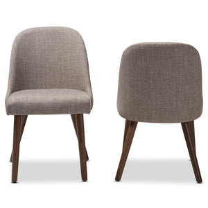 Baxton Studio Baxton Studio Mid-Century Modern Upholstered Dining Chair Set with Walnut Legs for Stylish Comfort Cody Light Cody-Light Grey-DC
