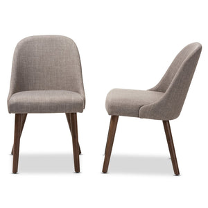 Baxton Studio Baxton Studio Mid-Century Modern Upholstered Dining Chair Set with Walnut Legs for Stylish Comfort Cody Light Cody-Light Grey-DC