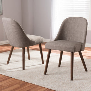 Baxton Studio Baxton Studio Mid-Century Modern Upholstered Dining Chair Set with Walnut Legs for Stylish Comfort Cody Light Cody-Light Grey-DC