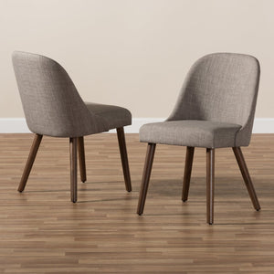 Baxton Studio Baxton Studio Mid-Century Modern Upholstered Dining Chair Set with Walnut Legs for Stylish Comfort Cody Light Cody-Light Grey-DC