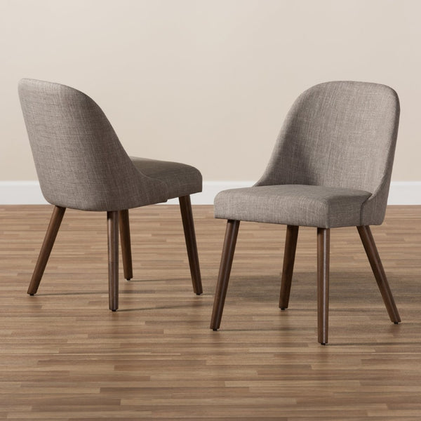 Baxton Studio Baxton Studio Mid-Century Modern Upholstered Dining Chair Set with Walnut Legs for Stylish Comfort Cody Light Cody-Light Grey-DC