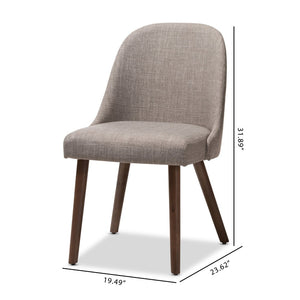 Baxton Studio Baxton Studio Mid-Century Modern Upholstered Dining Chair Set with Walnut Legs for Stylish Comfort Cody Light Cody-Light Grey-DC