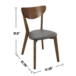 English Elm 2-piece Walnut Home Office Desk and Chair Set — Mid-Century Solid Hardwood Retro Desk with Grey Upholstered Seat B016P381015